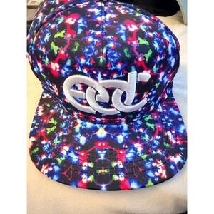 EDC Electric Daisy Carnival Snapback Hat Multicolor Floral Logo Festival Cap